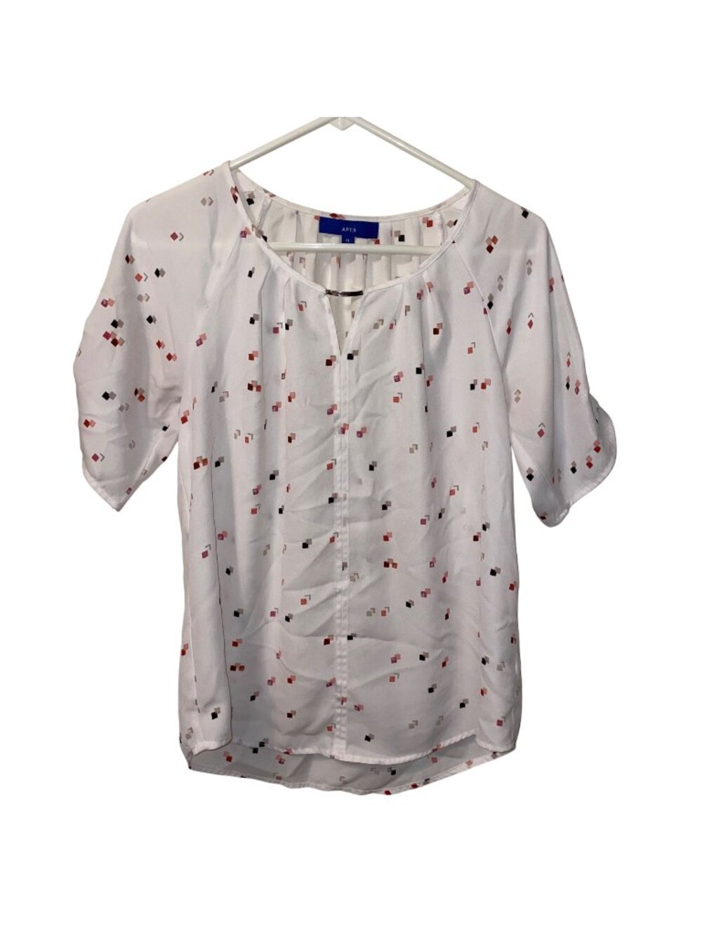 Apt. 9 Womens Medium White Blouse With Geometric Print